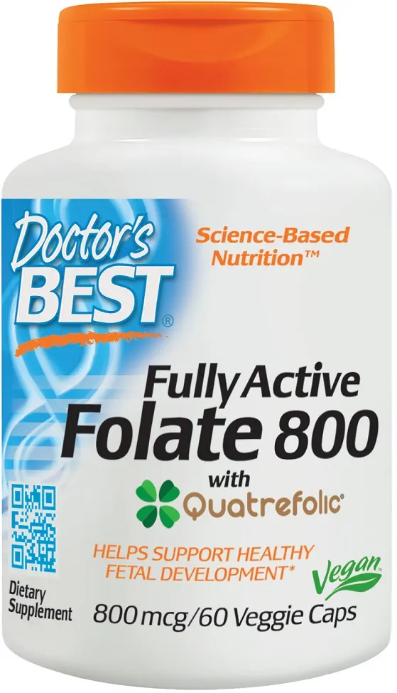 Doctor's Best - Kwas Foliowy 800 z Quatrefolic, 800mcg, 60 vkaps