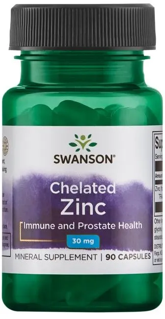 Swanson - Cynk, Albion Chelated Zinc, 30mg, 90 kapsułek