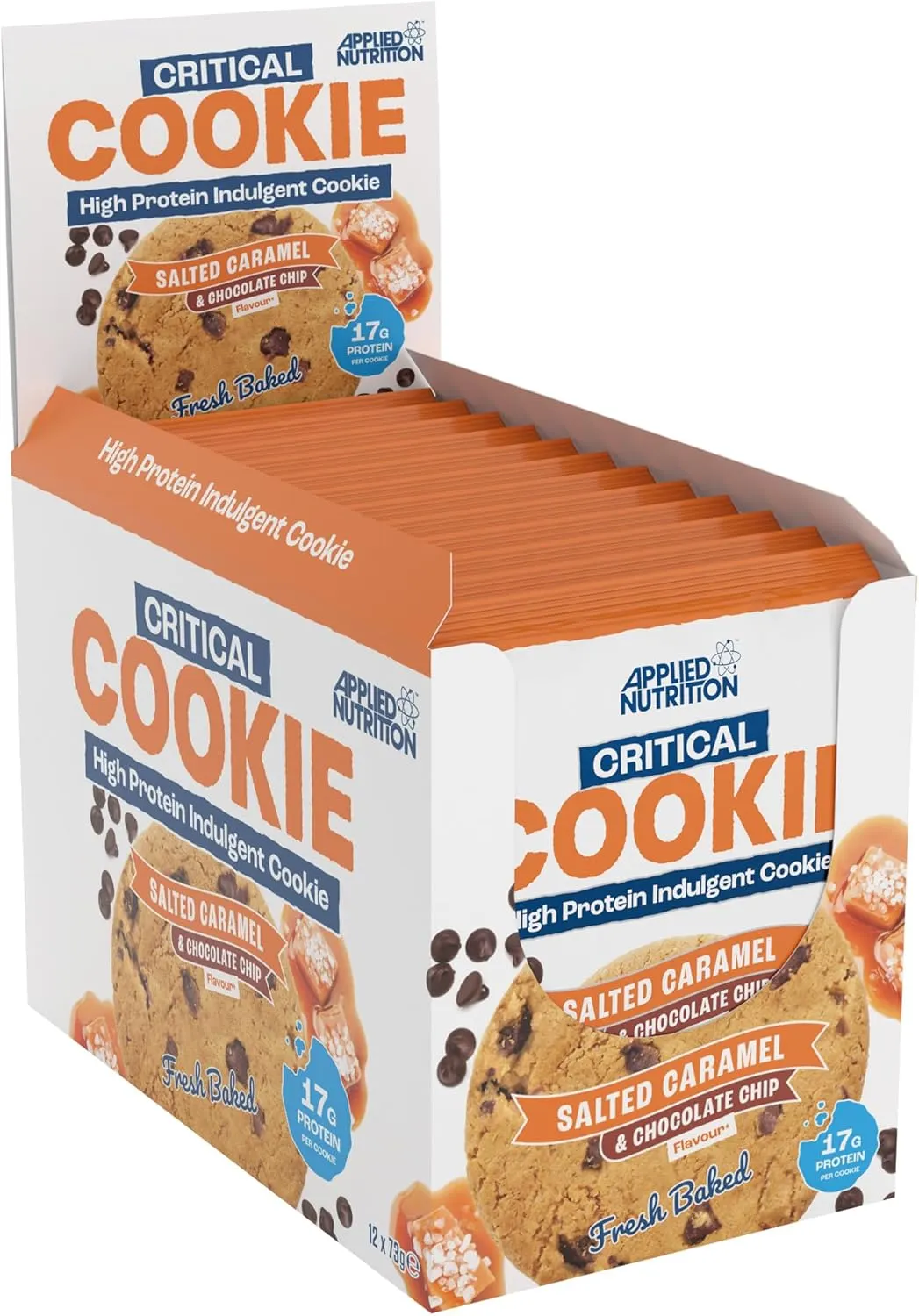 Applied Nutrition - Ciastko Proteinowe, Critical Cookie, Salted Caramel & Chocolate Chip, 12 x 85g