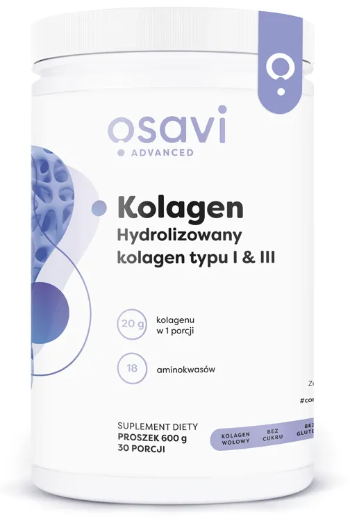 Osavi - Kolagen Hydrolizowany, Typu I & III, Proszek, 600g