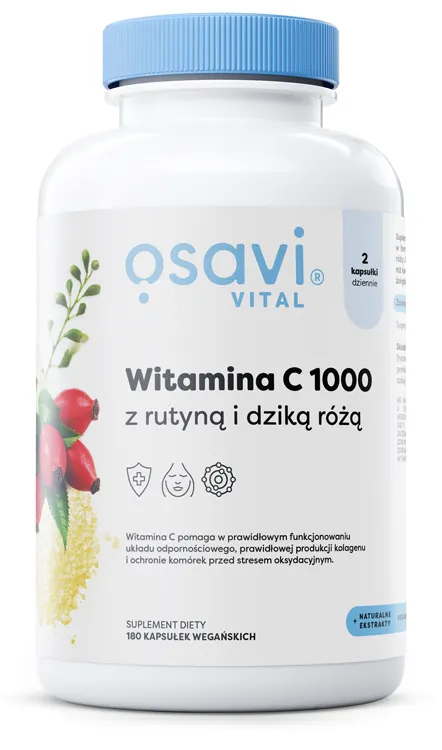 Osavi - Witamina C1000 z Rutyną i Dziką Różą, 180 kapsułek
