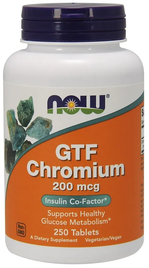 NOW Foods - Chrom, GTF Chromium, 200 mcg, 250 tabletek