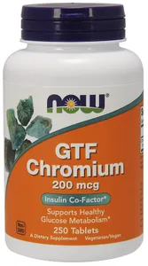 NOW Foods - Chrom, GTF Chromium, 200 mcg, 250 tabletek
