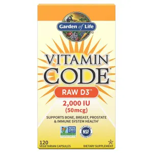 Garden of Life - Vitamin Code RAW, Witamina D3, 2000 IU, 120 vkaps