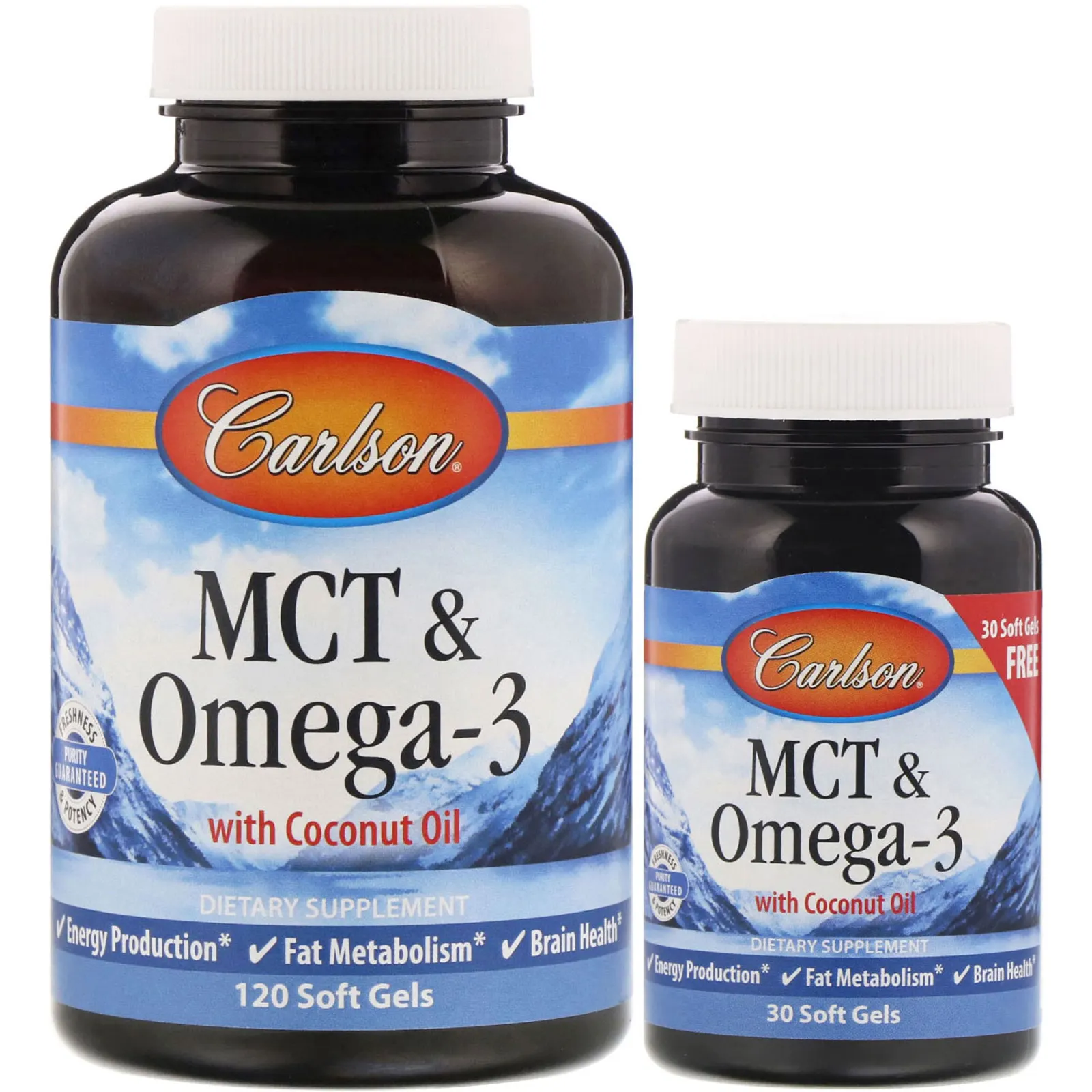 Carlson Labs - MCT & Omega-3, 120 + 30 kapsułek miękkich