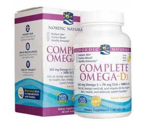 Nordic Naturals - Complete OmegaD3, 565mg, Cytryna, 60 kapsułek miękkich