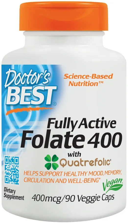 Doctor's Best - Kwas Foliowy Nowej Generacji Quatrefolic, 400mcg, 90 vkaps