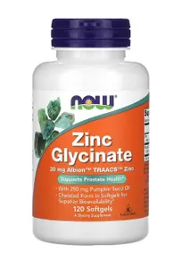 NOW Foods - Glicynian Cynku, Zinc Glycinate, 120 kapsułek miękkich