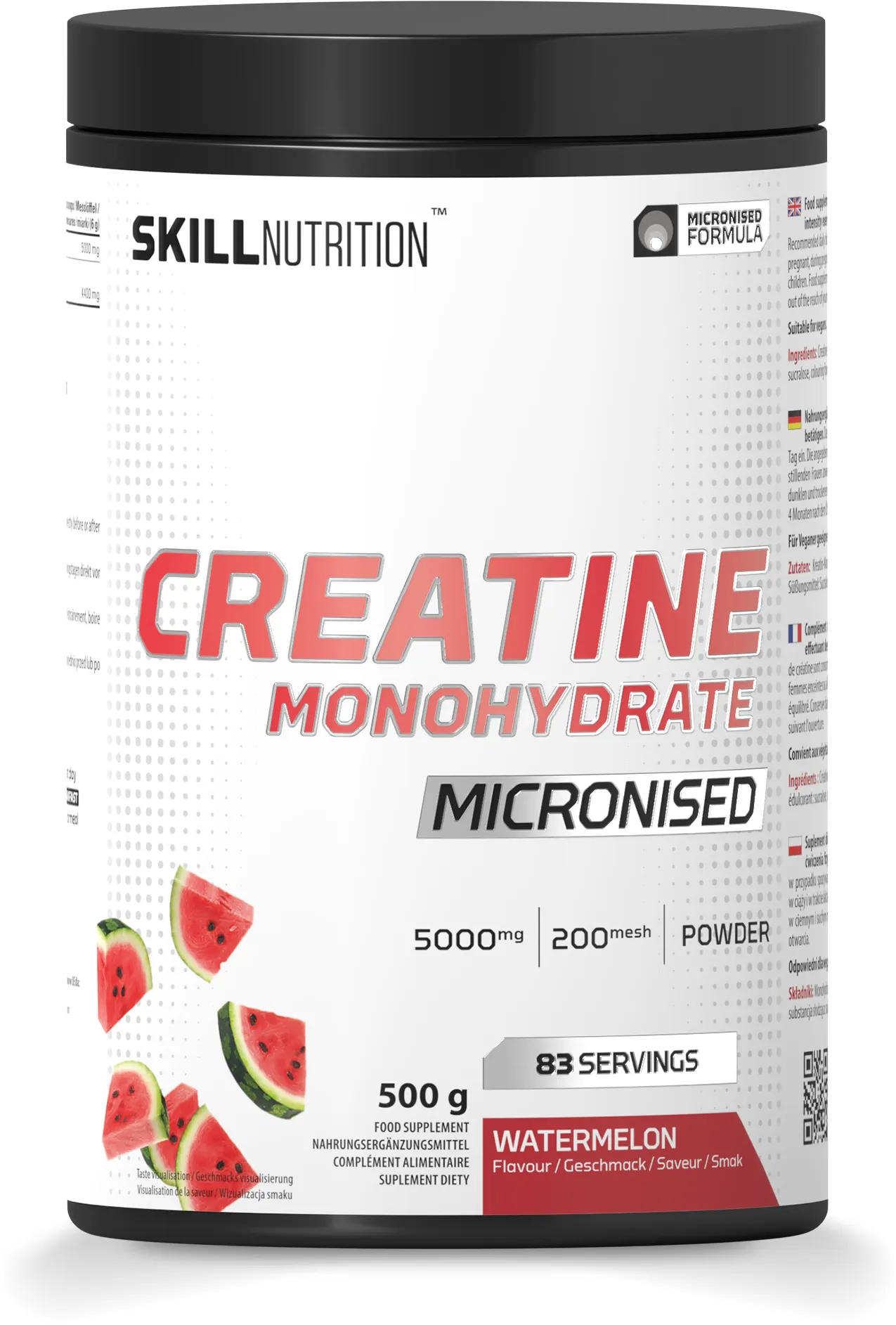 Skill - Kreatyna, Mikronizowany Monohydrat, Arbuz, Proszek, 500g