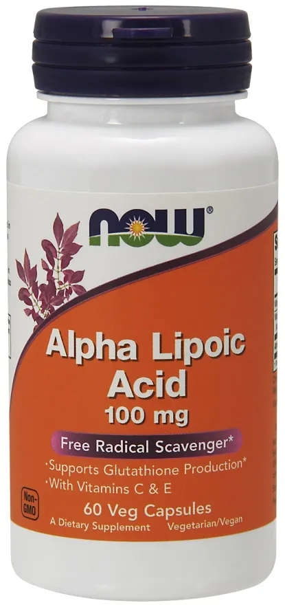 NOW Foods - Kwas Alfa Liponowy z Witaminą C & E, 100mg, 60 vkaps