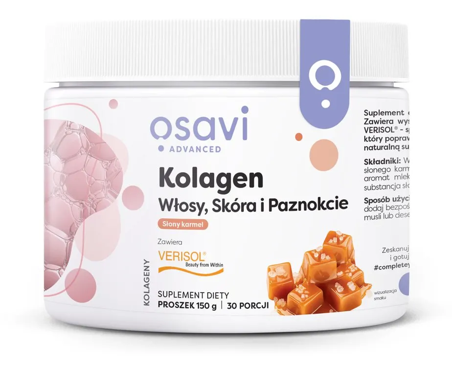 Osavi - Kolagen Włosy, Skóra i Paznokcie, Słony Karmel, Proszek, 150g