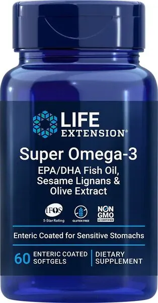 Life Extension - Super Omega-3 EPA / DHA z Lignanami Sezamowymi i Ekstraktem z Oliwek, 60 kapsułek miękkich