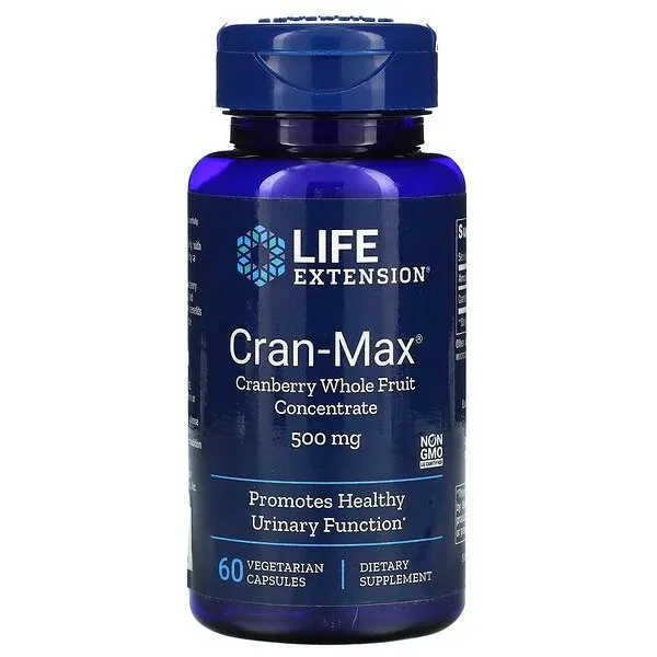 Life Extension - Cran-Max Koncentrat z Całych Owoców Żurawiny, 500 mg, 60 vkaps