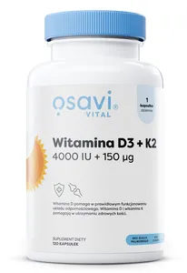 Osavi - Witamina D3 + K2, 4000IU + 150 μg, 120 kapsułek miękkich