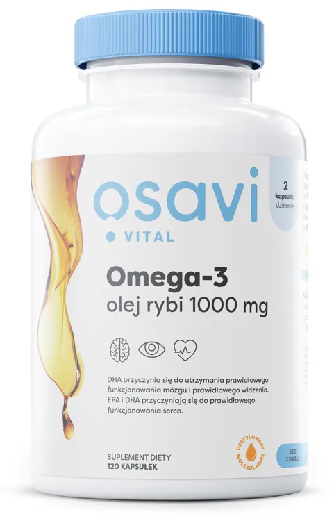 Osavi - Omega-3 Olej Rybi, 1000mg, Cytryna, 120 kapsułek miękkich