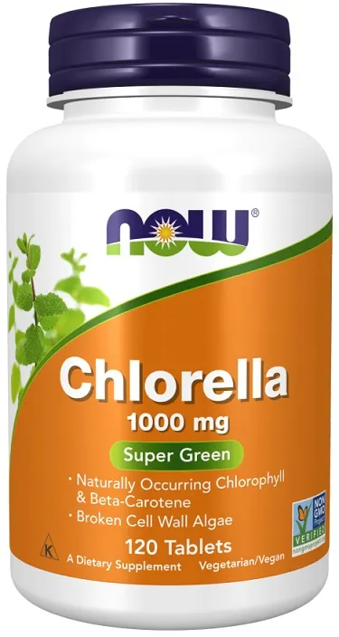 NOW Foods - Chlorella, Rozerwane Ściany Komórkowe, 1000mg, 120 tabletek