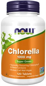 NOW Foods - Chlorella, Rozerwane Ściany Komórkowe, 1000mg, 120 tabletek