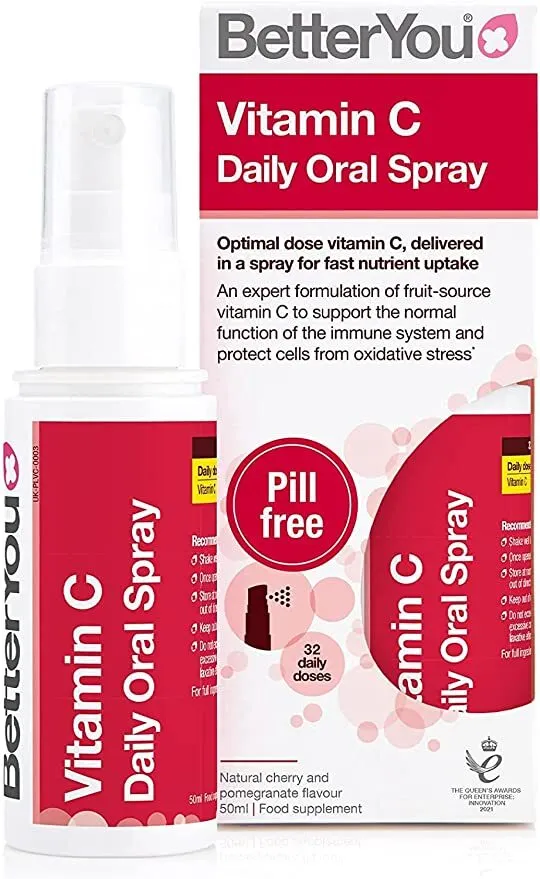 BtterYou - Witamin C Daily Oral Spray, Wiśnia i Granat, 50 ml