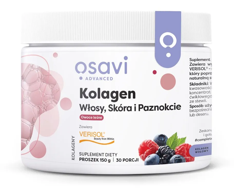 Osavi - Kolagen Włosy, Skóra i Paznokcie, Owoce Leśne, Proszek, 150g