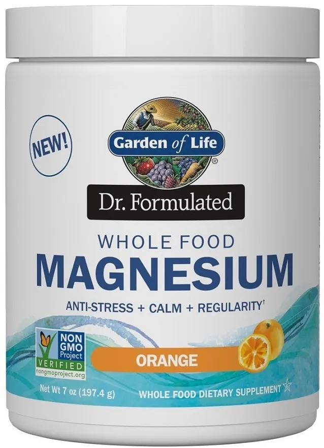 Garden of Life - Dr. Formulated Whole Food, Magnez, Smak Pomarańczy, 197g