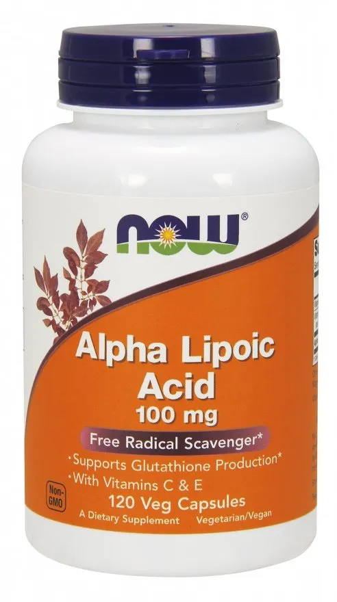 NOW Foods - Kwas Alfa-Liponowy z Witaminami C i E, 100 mg, 120 vkaps
