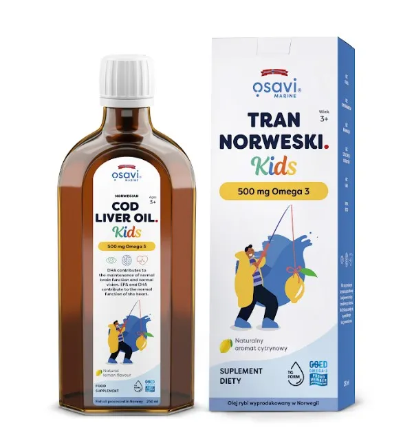 Osavi - Tran Norweski Kids, 500mg Omega 3, Cytryna, 250 ml
