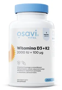 Osavi - Witamina D3 + K2, 2000IU + 100 µg, 120 kapsułek miękkich