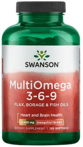 Swanson - MultiOmega 3-6-9 (Len,Ogórecznik,Ryba), 120 kapsułek miękkich