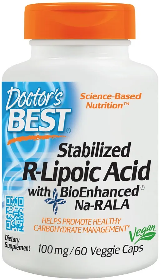 Doctor's Best - Kwas R-Liponowy z BioEnhanced Na-RALA, 100mg, 60 vkaps