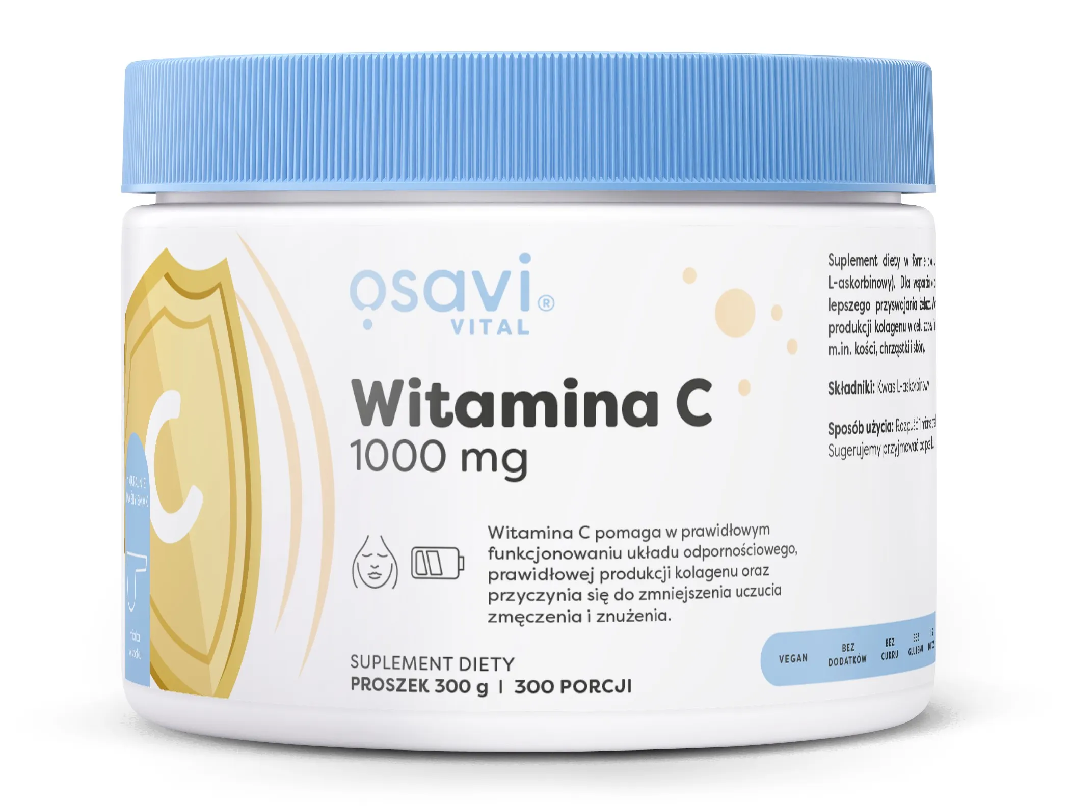 Osavi - Witamina C, 1000mg, Proszek, 300g