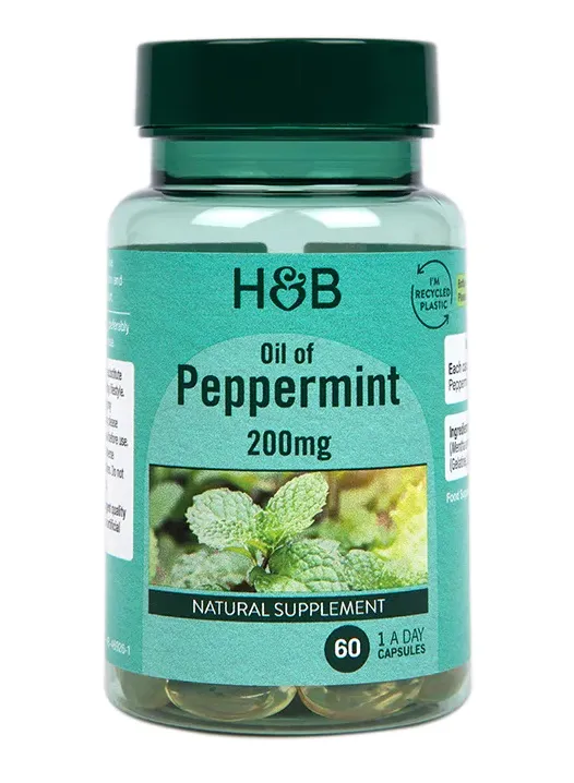 Holland & Barrett - Olejek z Mięty Pieprzowej, Oil of Peppermint, 200mg, 60 kapsułek