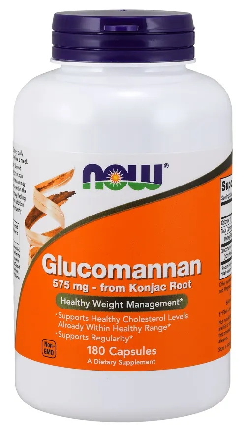 NOW Foods - Glucomannan z Korzenia Konjac, 575mg, 180 kapsułek