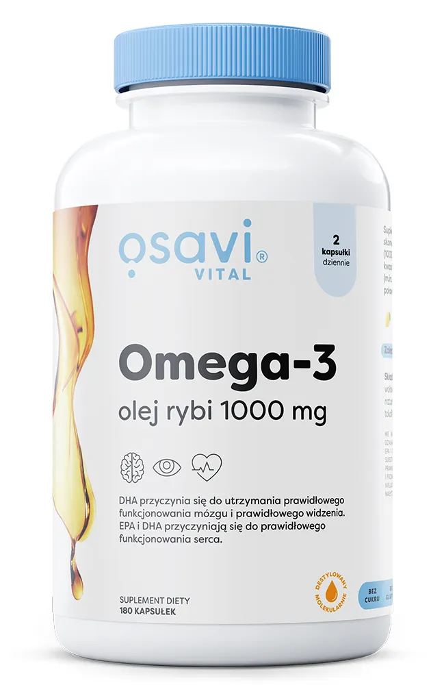 Osavi - Omega-3 Olej Rybi, 1000mg, Cytryna, 180 kapsułek miękkich