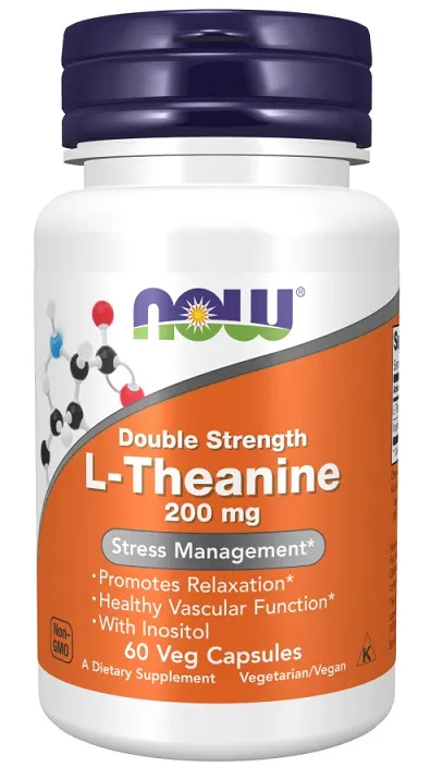 NOW Foods - L-Teanina, 200mg, z Inozytolem, 60 vkaps﻿