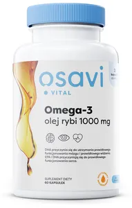 Osavi - Omega-3 Olej Rybi, 1000mg, Naturalny Smak, 60 kapsułek miękkich