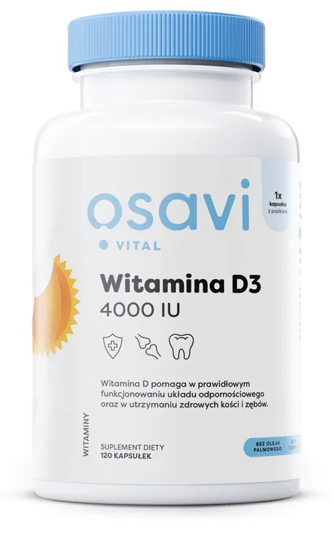 Osavi - Witamina D3, 4000IU, 120 kapsułek miękkich
