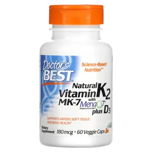 Doctor's Best - Naturalna Witamina K2 MK7 z MenaQ7 + D3, 180mcg, 60 vkaps