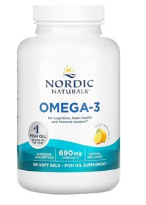 Nordic Naturals - Omega-3, 690mg, Cytryna, 180 kapsułek miękkich