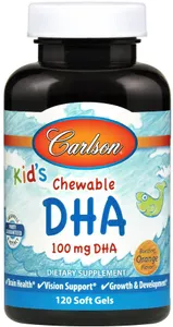 Carlson Labs - Kid's DHA, 100mg, Pomarańcza, 120 kapsułek miękkich