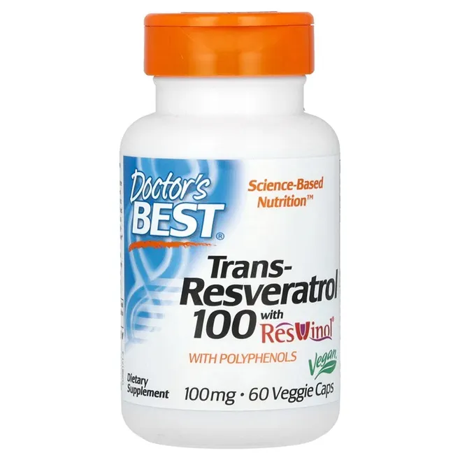 Doctor's Best - Trans-Resweratrol + ResVinol-25, 100mg, 60 vkaps