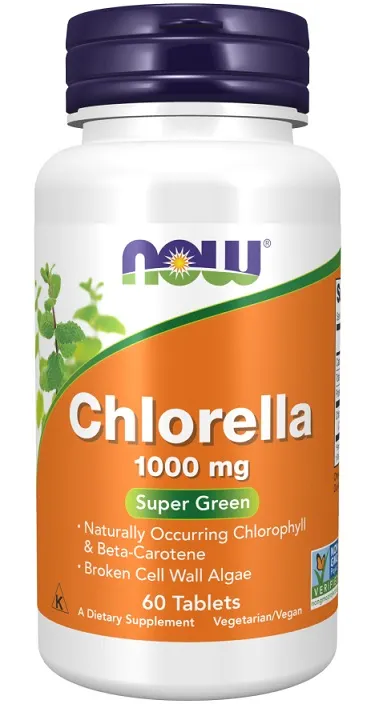 NOW Foods - Chlorella, Rozerwane Ściany Komórkowe, 1000mg, 60 tabletek