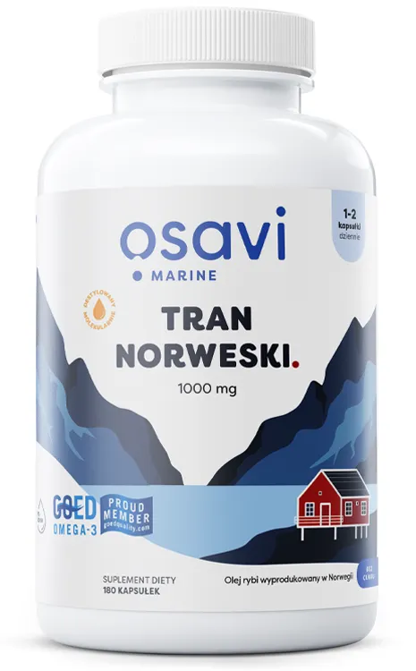 Osavi - Tran Norweski Kapsułki, 1000mg, Cytryna, 180 kapsułek miękkich