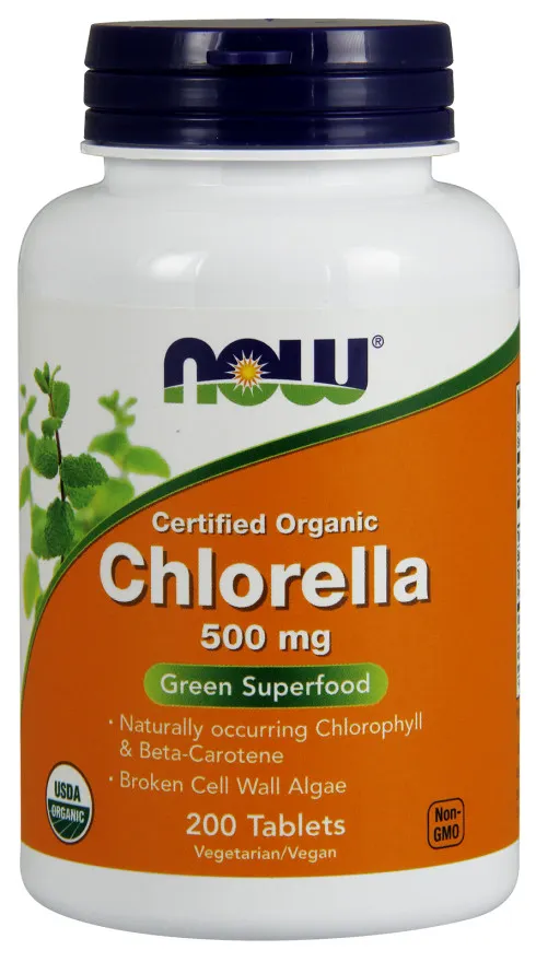 NOW Foods - Chlorella, Rozerwane Ściany Komórkowe, 500mg, 200 tabletek
