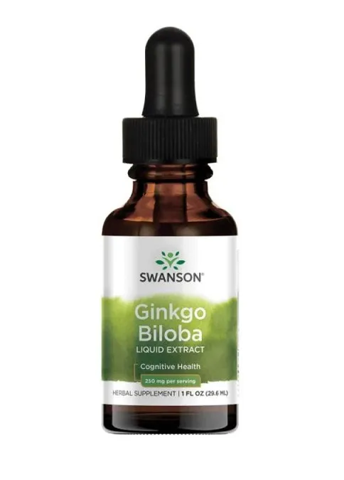 Swanson - Ekstrakt z Ginkgo Biloba, Bezalkoholowy i Bezcukrowy, Płyn, 29 ml