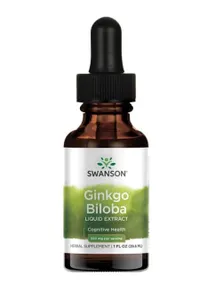 Swanson - Ekstrakt z Ginkgo Biloba, Bezalkoholowy i Bezcukrowy, Płyn, 29 ml