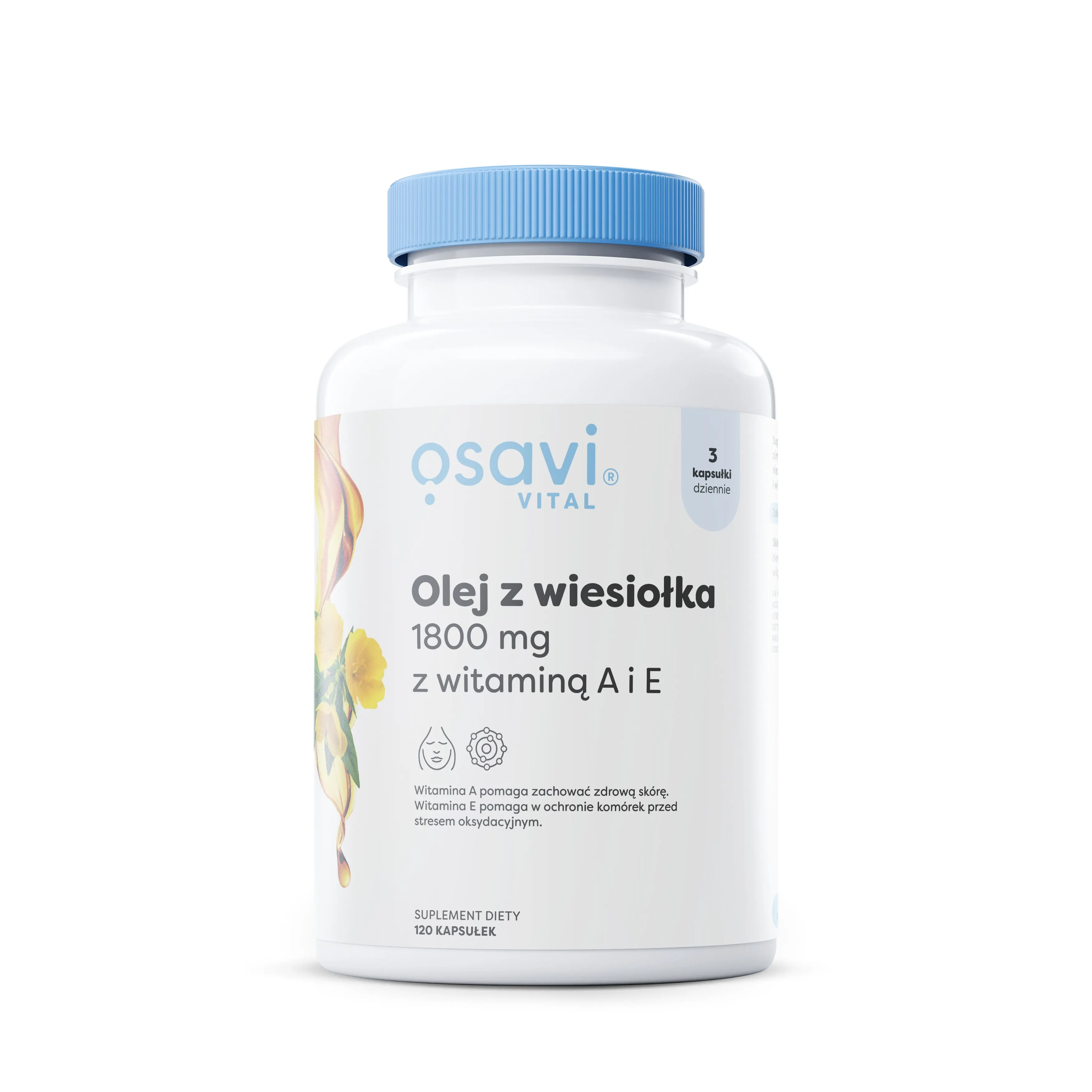 Osavi - Olej z Wiesiołka z Witaminą A i E, 1800mg, 120 kapsułek miękkich