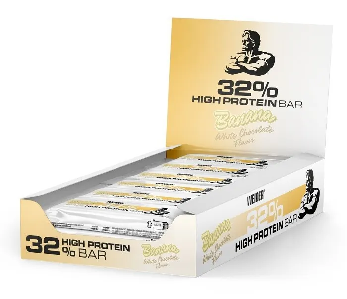 Weider - Baton Proteinowy 32% Białka, Banan Biała Czekolada,  12 batonów x 60g
