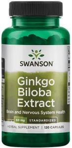 Swanson - Ginkgo Biloba Ekstrakt 24%, 60mg, 120 kapsułek