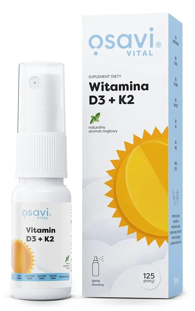 Osavi - Witamina D3 + K2, Spray Doustny, Mięta, 25 ml