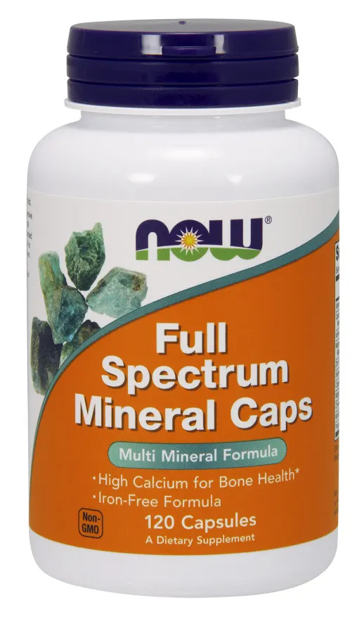 NOW Foods - Full Spectrum Minerals, Minerały bez Żelaza, 120 kapsułek